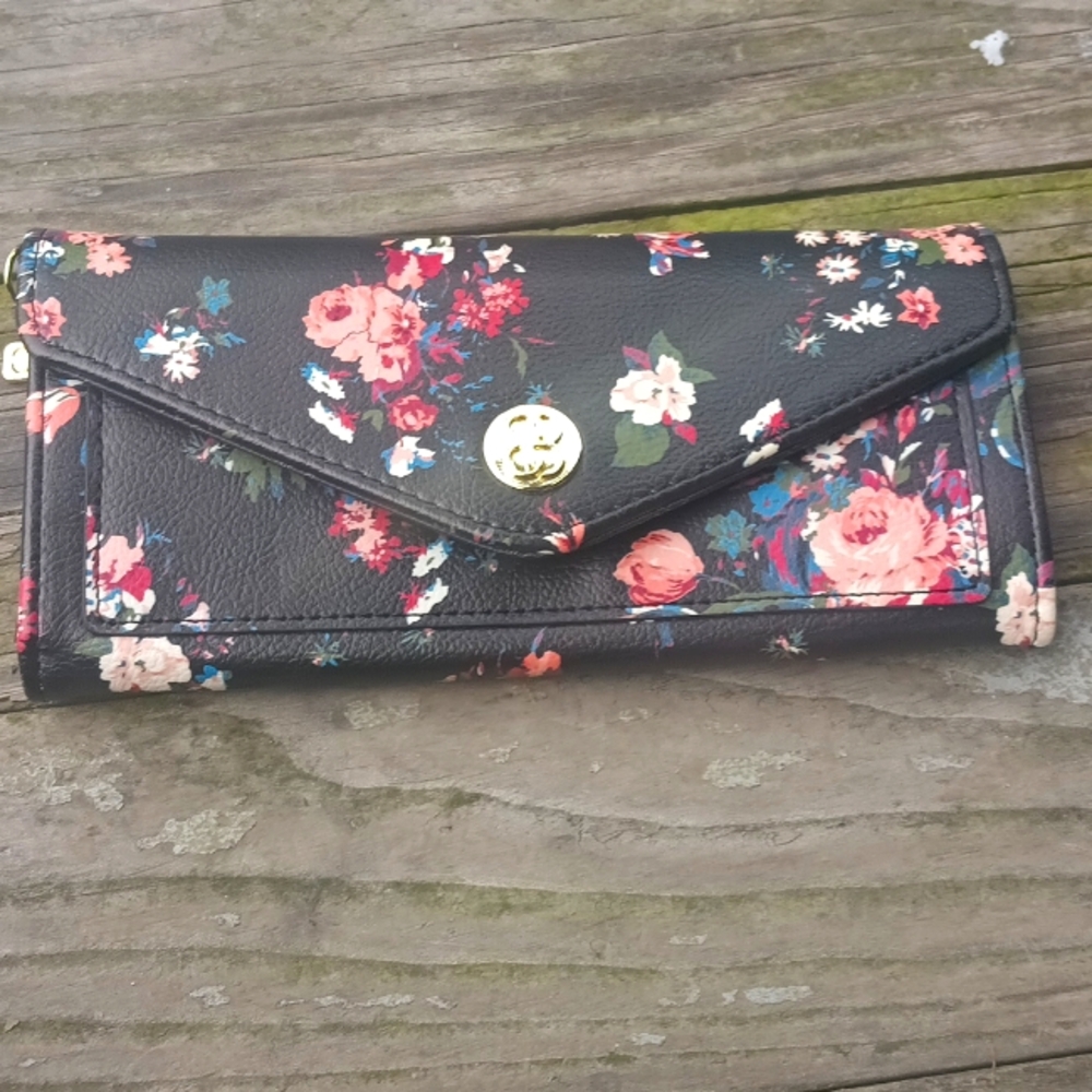 Floral Black Wallet